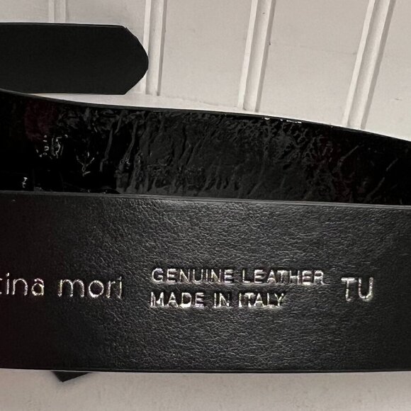 MARTINA MORI Made In Italy Leather Pointed Gaucho Buckle Belt OS